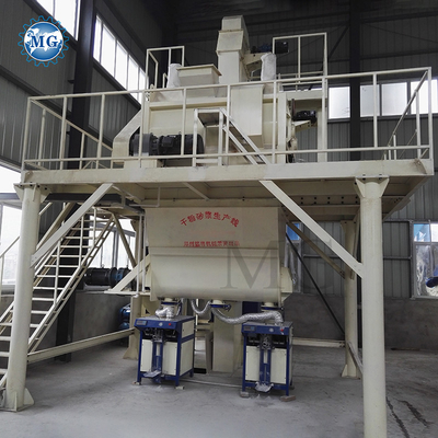 Ελεγχόμενο από PLC ημιαυτόματο στεγνό μείγμα σκόνης κονίαμα Μείγμα εργοστάσιο τοίχος άμμος από λιπαντικό τσιμέντο σύρμα Μείγμα κεραμικών πλακιδίων κόλλα κατασκευή μηχανή